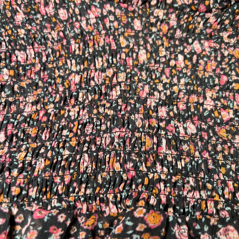 Ophelia Roe Womens Size XL Floral Chiffon Blouse Smocked High Neck Ruffle Career - Picture 14 of 14